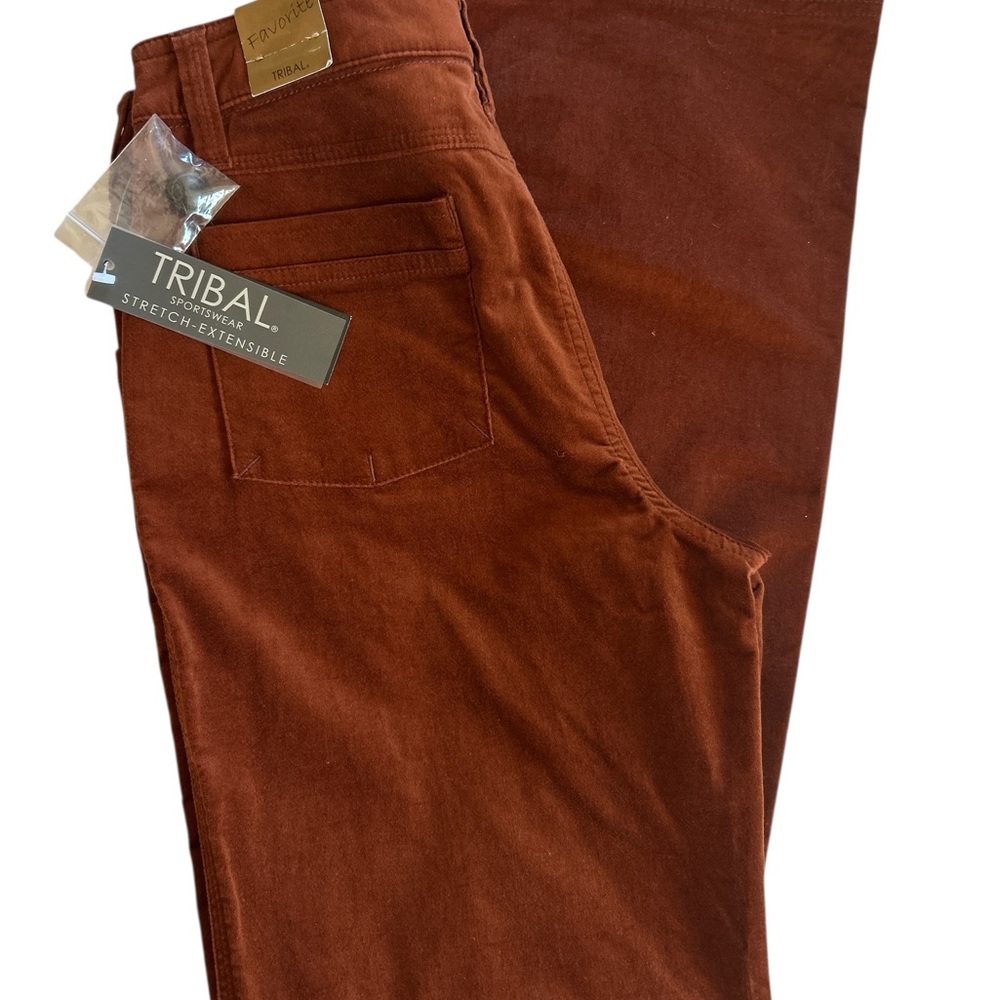 Tribal Women’s Burnt Orange/ Rust Fine Stretch Crushed Velvet Pants. Size 6. NWT - Picture 2 of 7